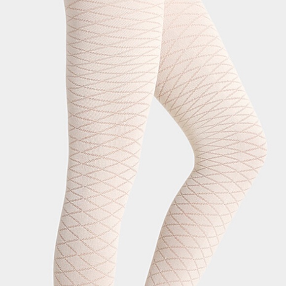 Off white cream touch of cashmere diamond tights made in Italy NWT - Picture 2 of 5